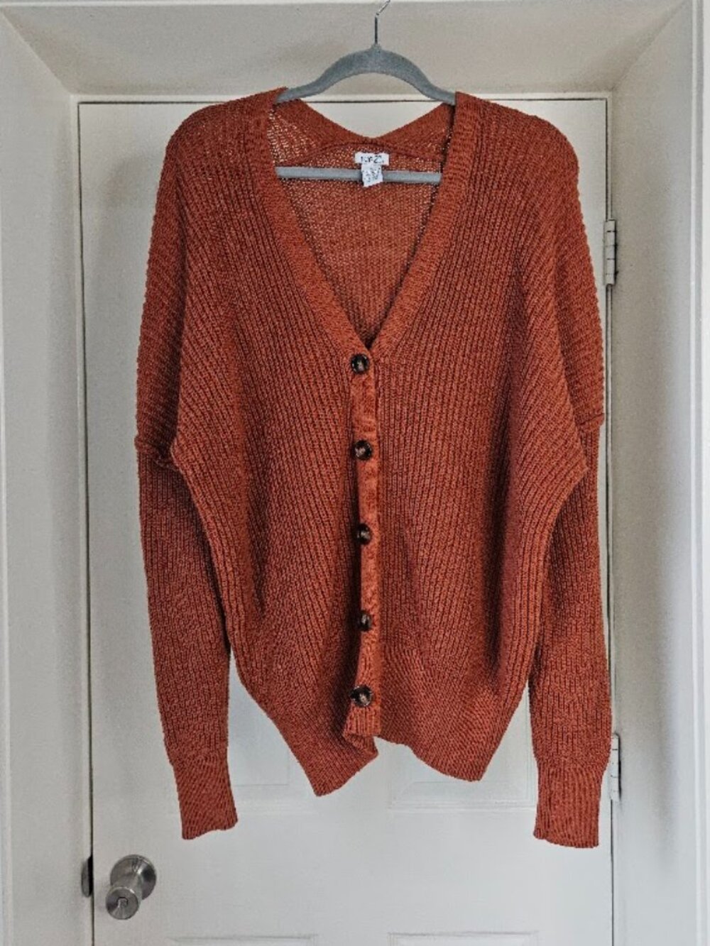 Rue21 orange oversized chunky boxy cottagecore sweater cardigan medium academia